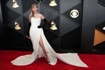 Taylor Swift in white dress - Grammys 2024 red carpet
